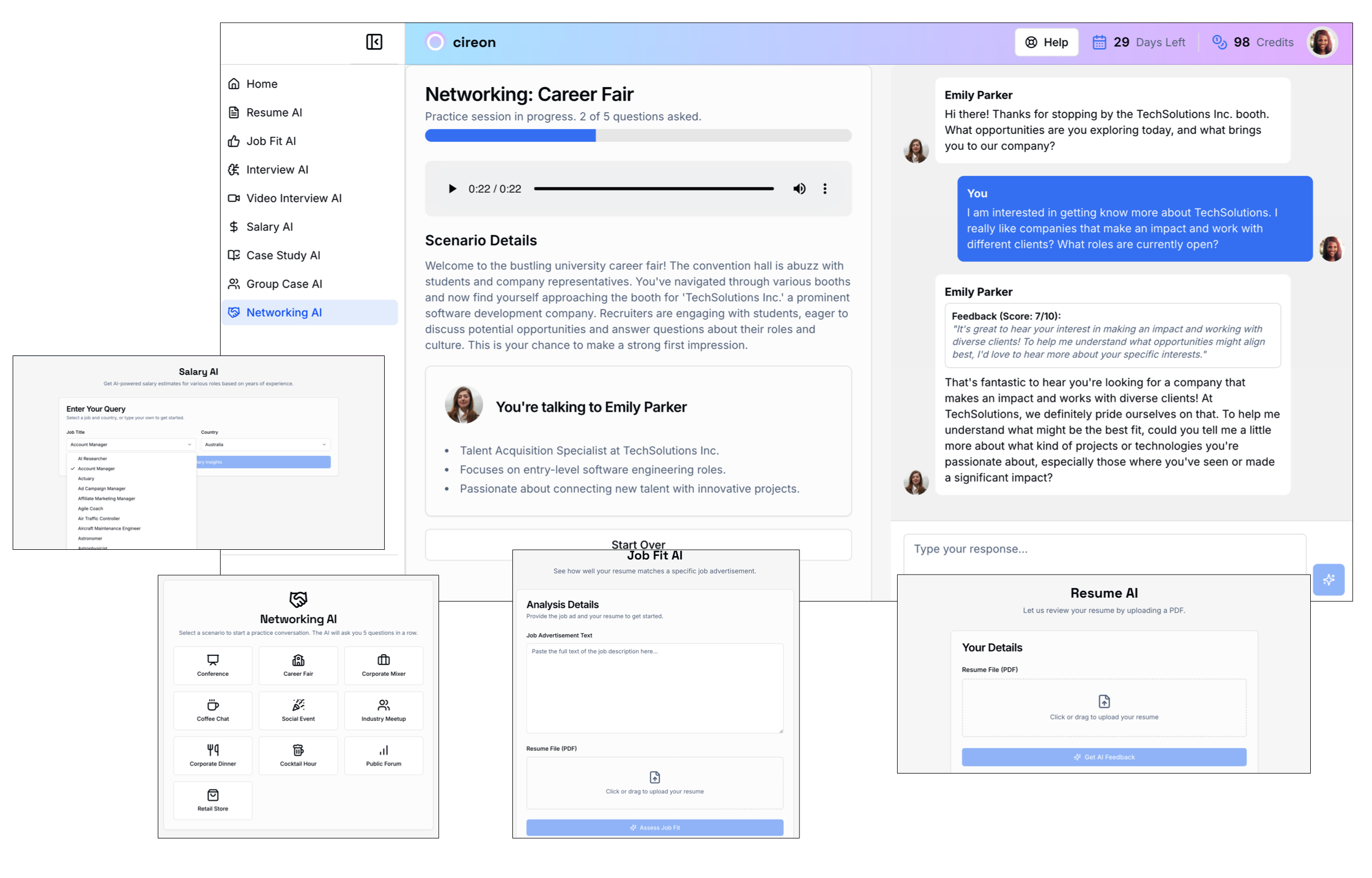 An AI-enhanced resume with ratings and feedback.